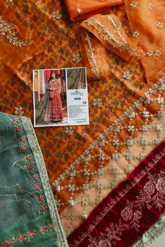 Rust Orange Organza Anarkali