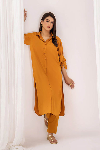 Orange Wrinkle Free Co-ord Set