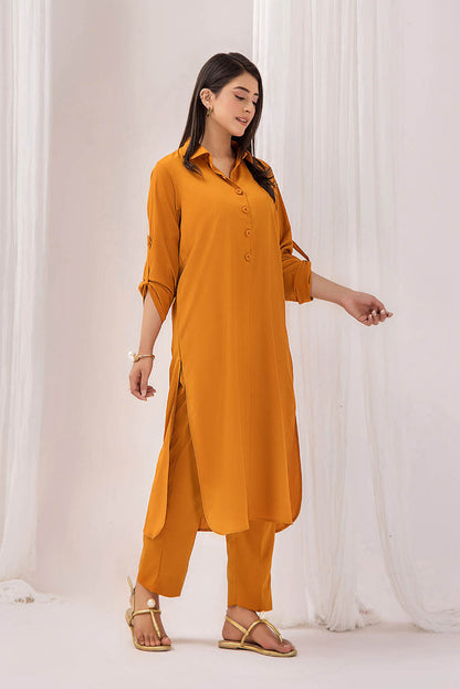 Orange Wrinkle Free Co-ord Set