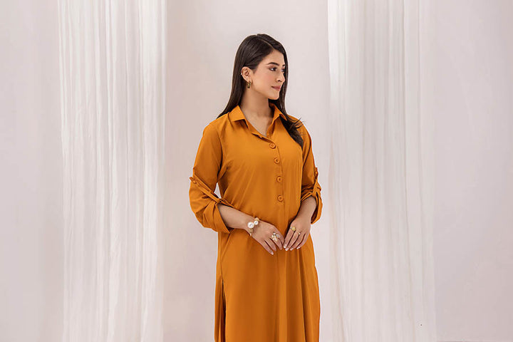 Orange Wrinkle Free Co-ord Set