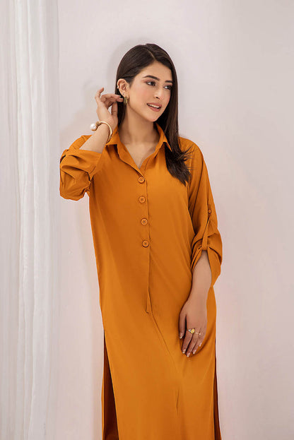 Orange Wrinkle Free Co-ord Set