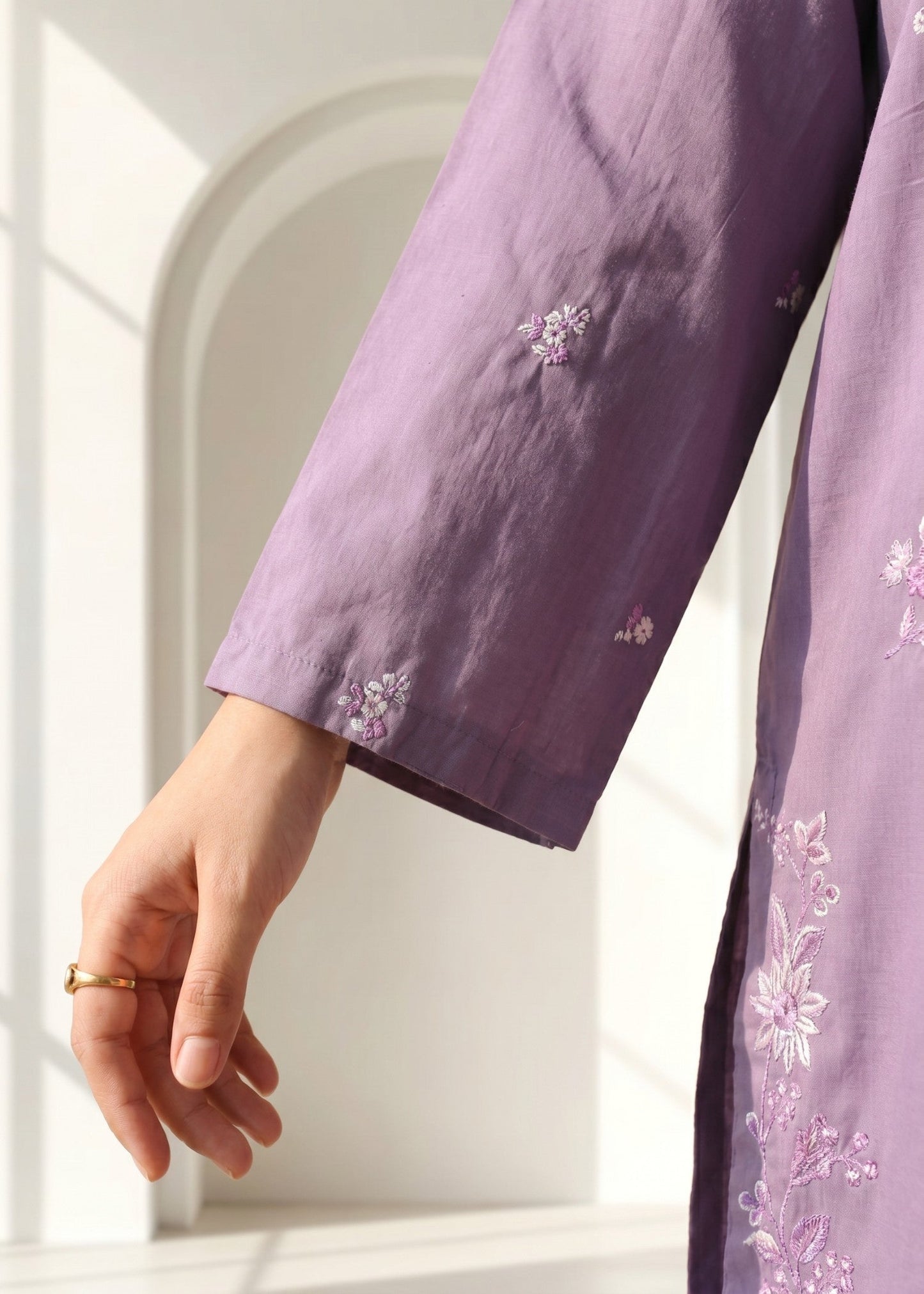 Orchid Embroidered Kurta Plazzo Dupatta Set Online in Dubai DXB UAE Abudhabi Meena Bazaar