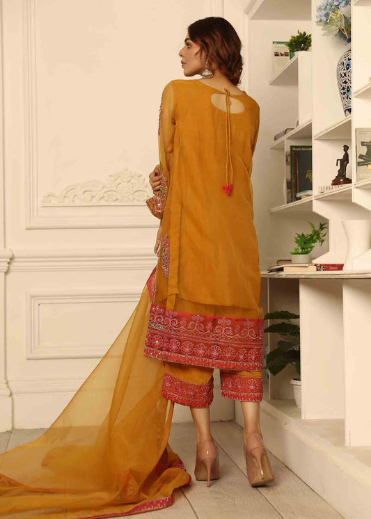 Organza Adda Work Mustard Partywear Dress Material Online in Sri Lanka India Australia