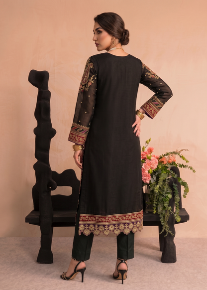 Organza Black Embroidered Pakistani Dress Online in Dubai DXB UAE Abudhabi Meena Bazaar