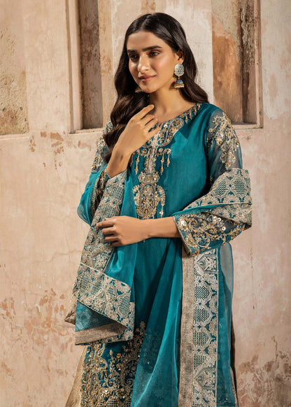 Organza Embroidered 3 Piece Suit Online in UK USA Canada