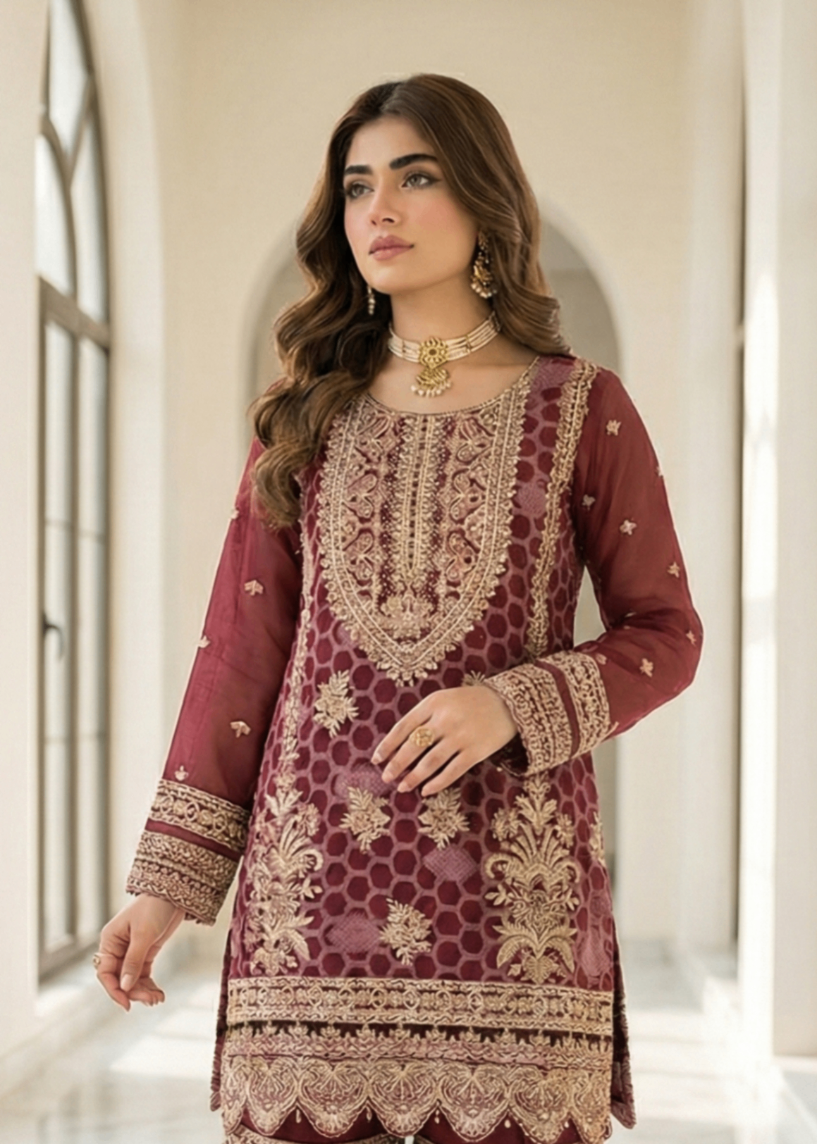 Organza Embroidered Gharara Suit for Women Online in Sri Lanka India Australia