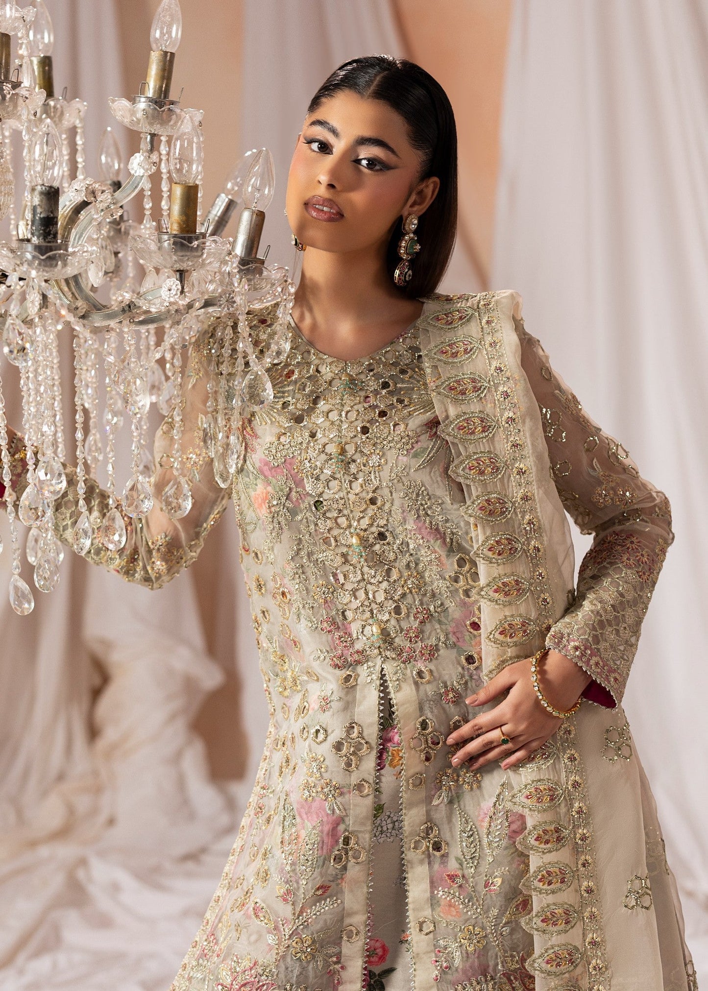 Organza Embroidered Ivory Party Wear Sharara Online in Sri Lanka India Australia