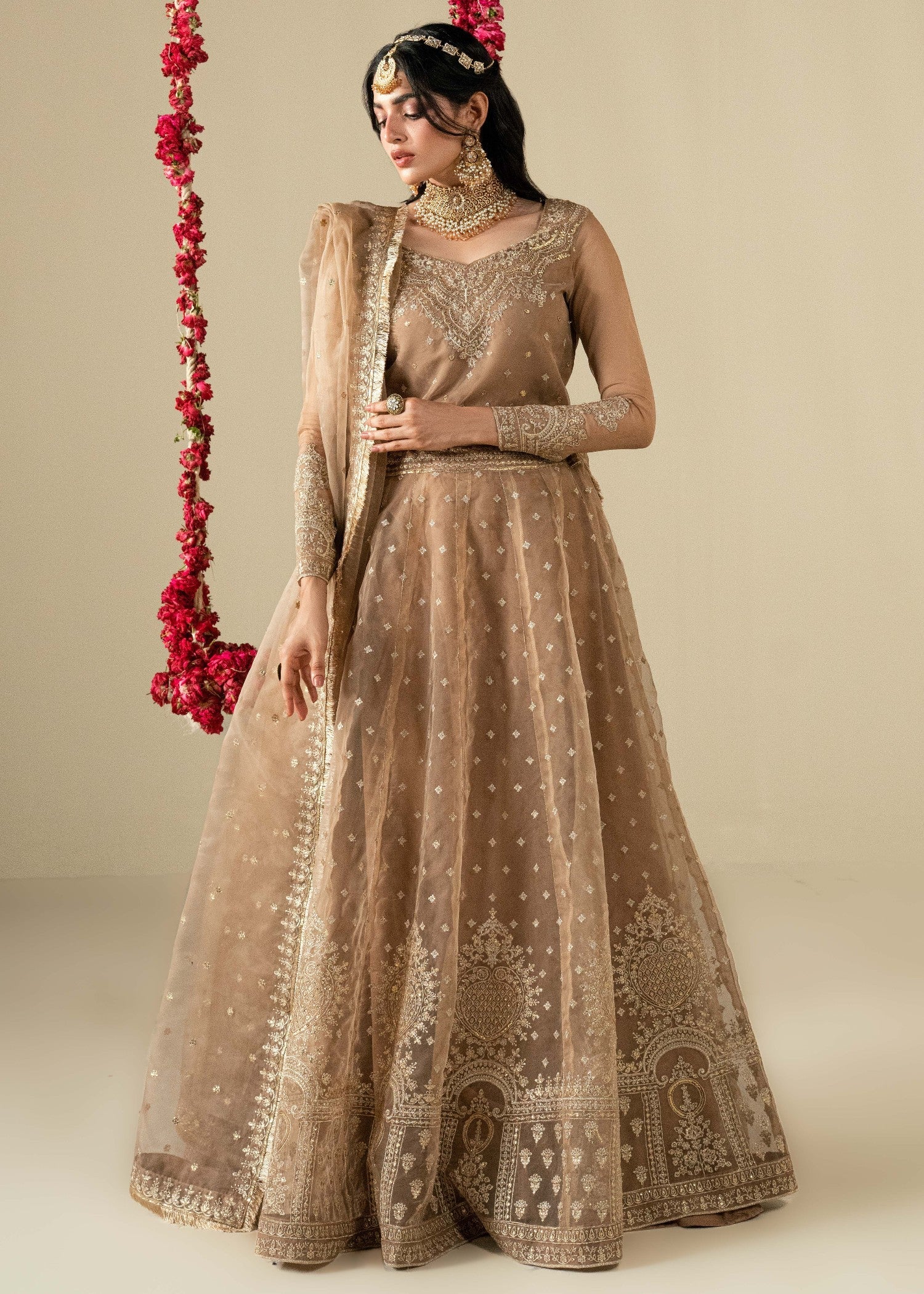 Organza Embroidered Lehenga Choli for Wedding Guest Online in Sri Lanka India Australia