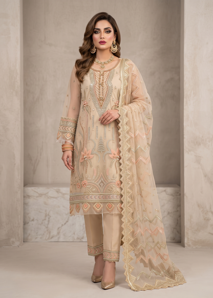 Organza Embroidered Lemon Ladies Suit Online in Sri Lanka India Australia