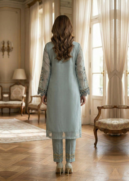 Organza Embroidered Pastel Green Pakistani Suit Online in Sri Lanka India Australia