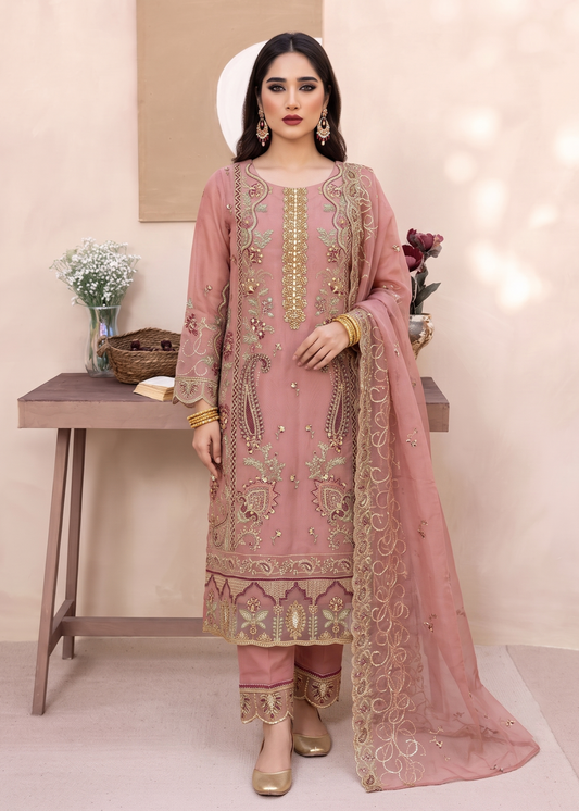 Organza Embroidered Pink Festive Suit Online in Sri Lanka India Australia
