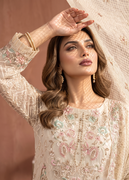 Organza Embroidered White Salwar Kameez Online in Sri Lanka India Australia