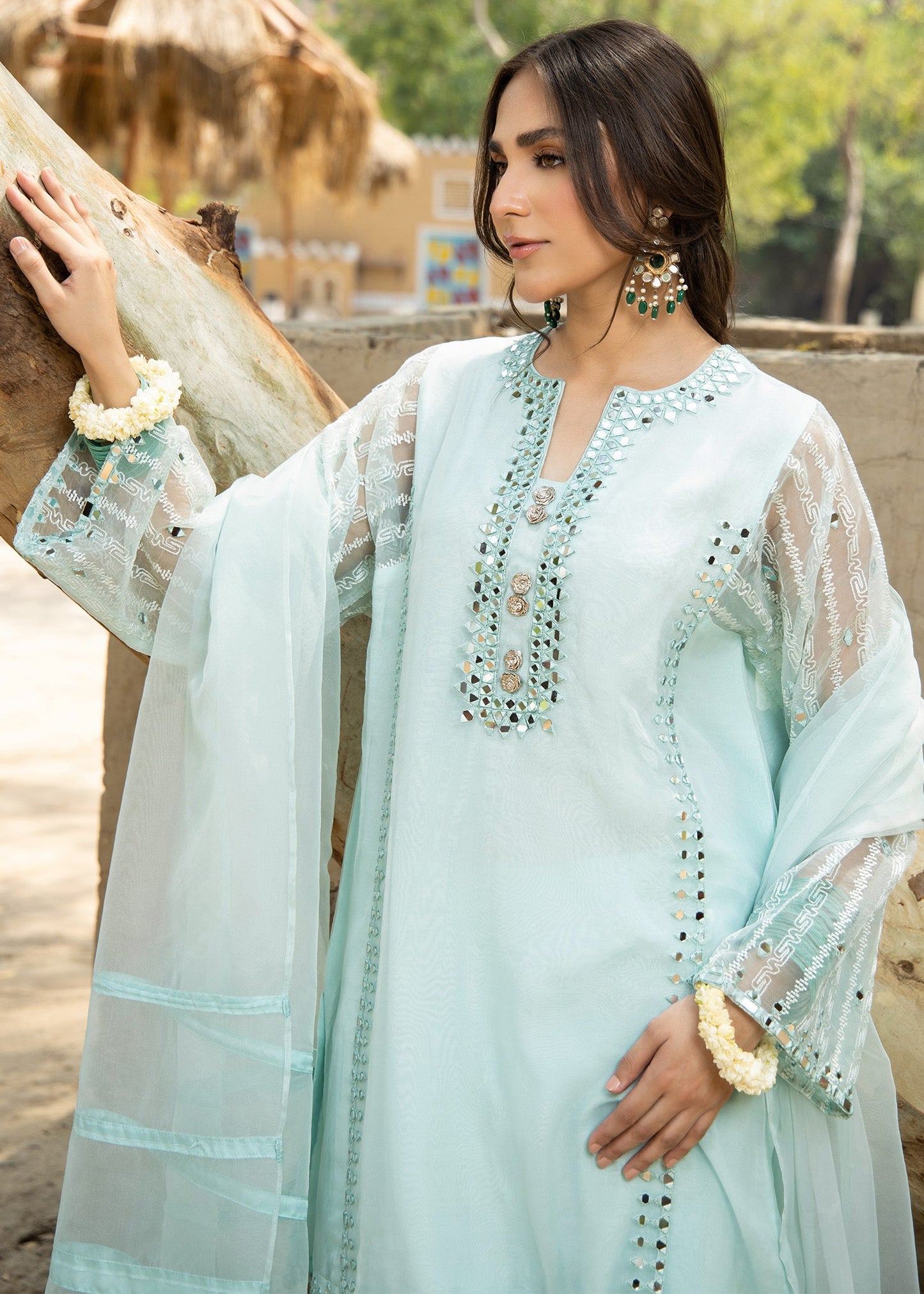 Organza Farshi Shalwar with Mirror Details Online in Sri Lanka India Australia