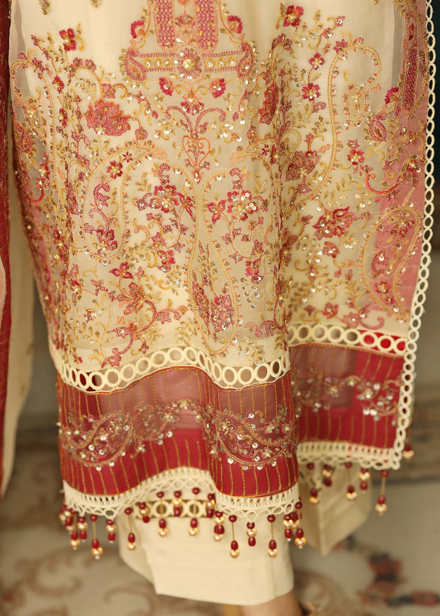 Organza Festive Partywear Unstitched Dress Material Online in Dubai DXB UAE Abudhabi Meena Bazaar