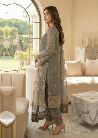 Organza Festive Wear Grey Suit Online in Sri Lanka India Australia
