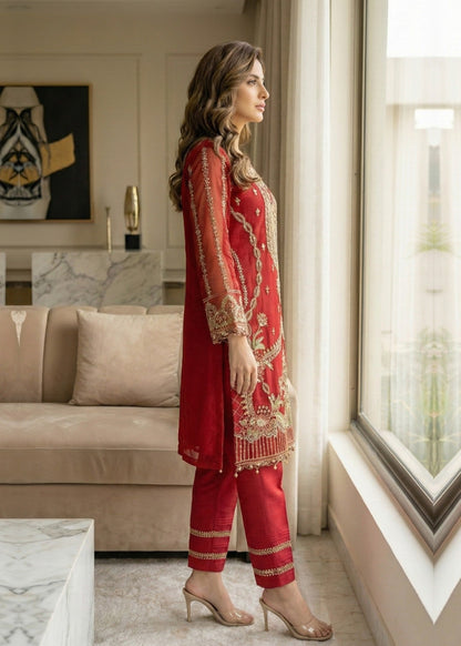 Organza Festive Wear Maroon Suit Online in Sri Lanka India Australia