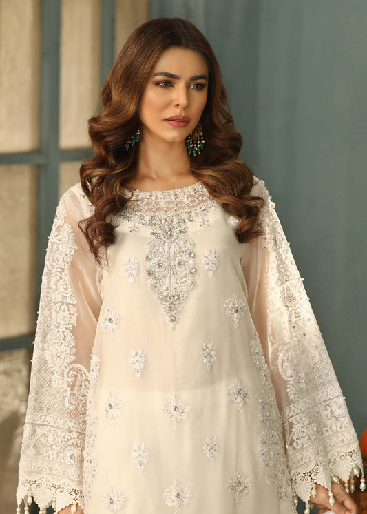 Organza Hand Embellished Off-White Suit Online in Sri Lanka India Australia