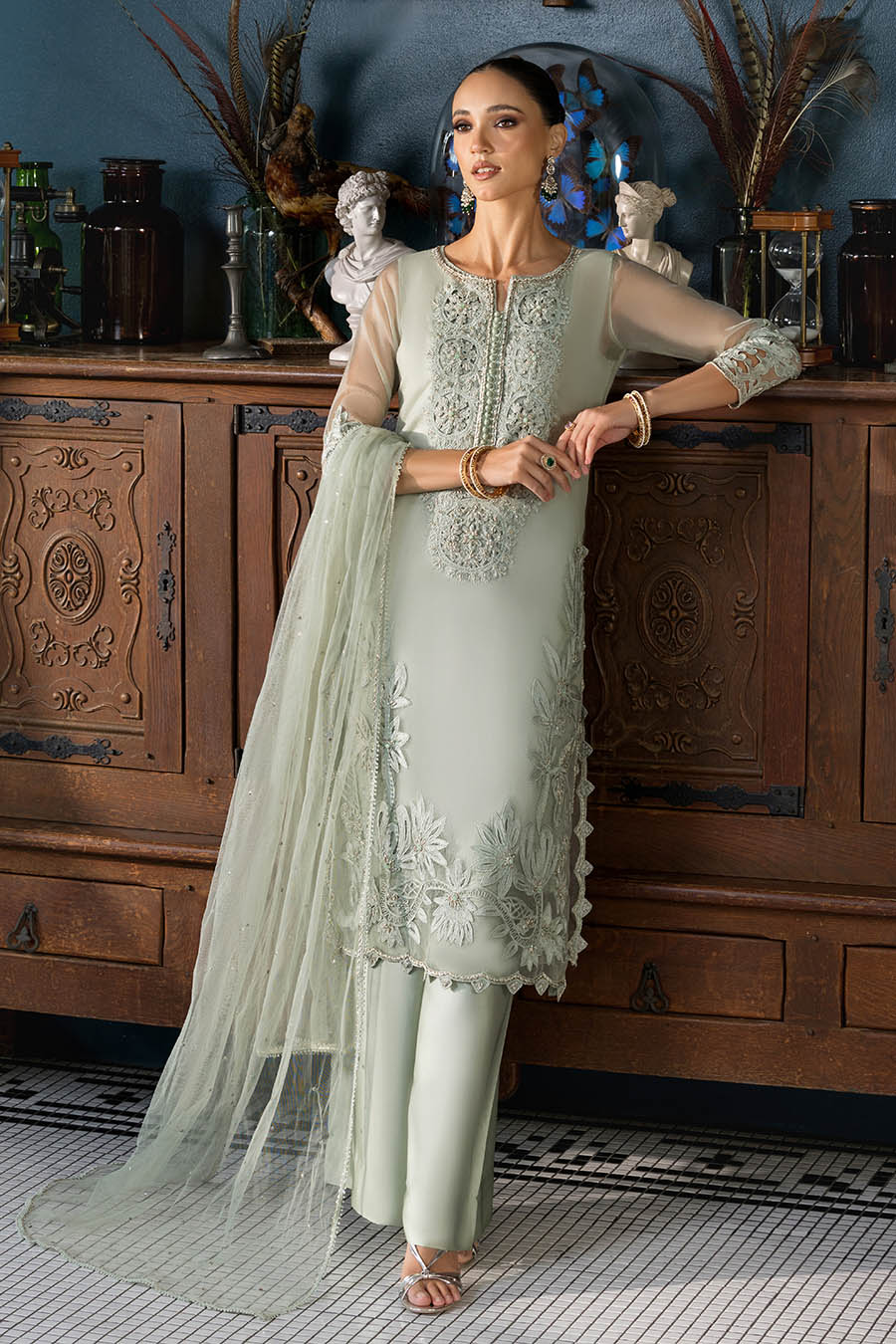 Organza Hand Embroidered Sharara Online in Sri Lanka India Australia