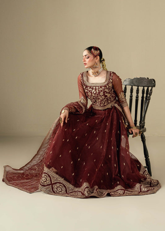 Organza Maroon Embroidered Choli Lehenga Online in Sri Lanka India Australia