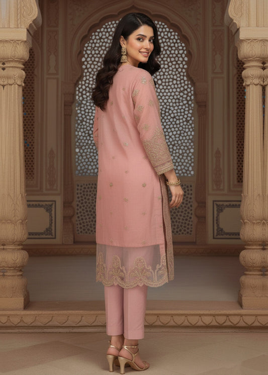 Organza Pink Embroidered 3 Piece Suit Online in Sri Lanka India Australia