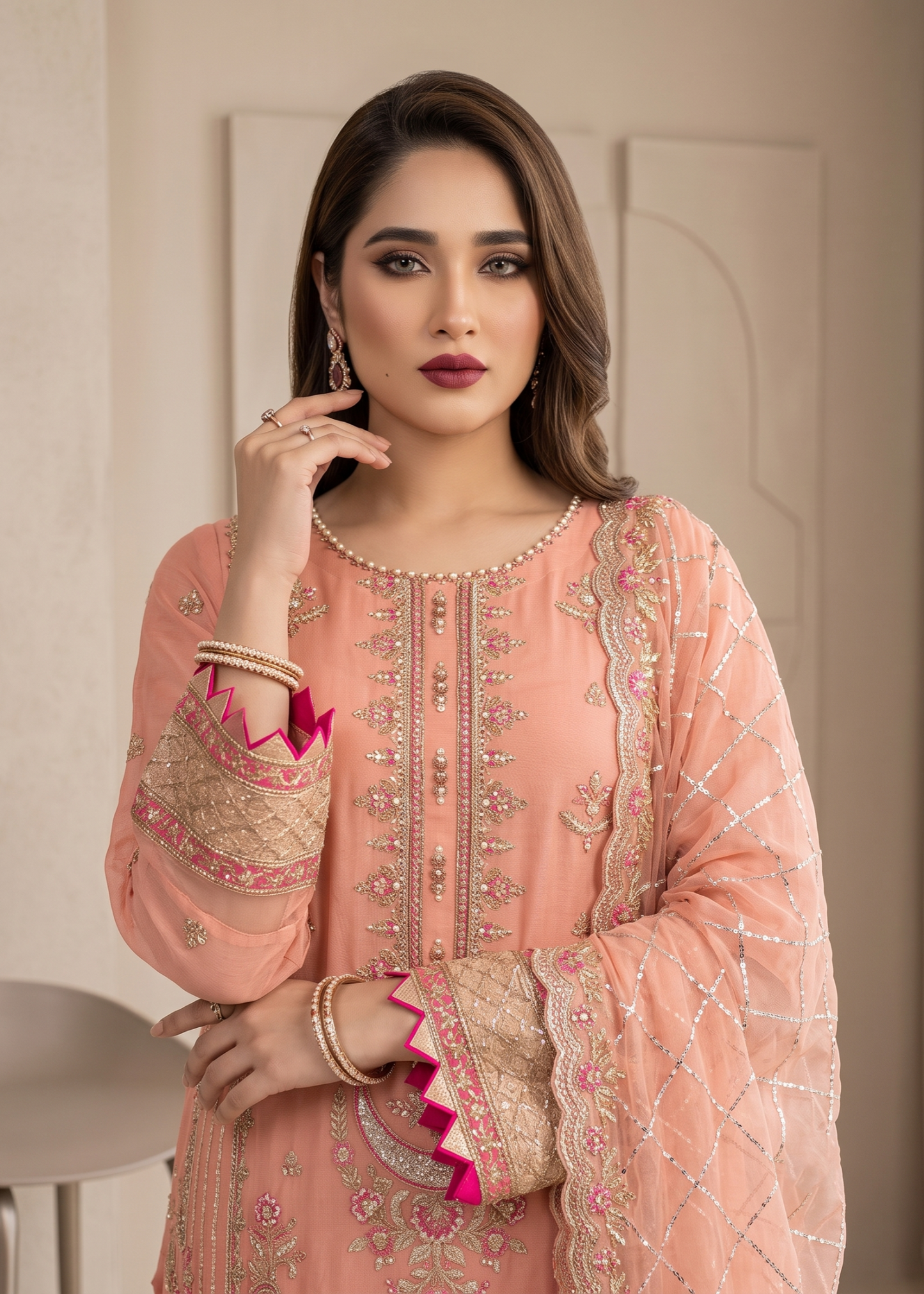 Organza Pink Partywear Suit for Women Online in Sri Lanka India Australia