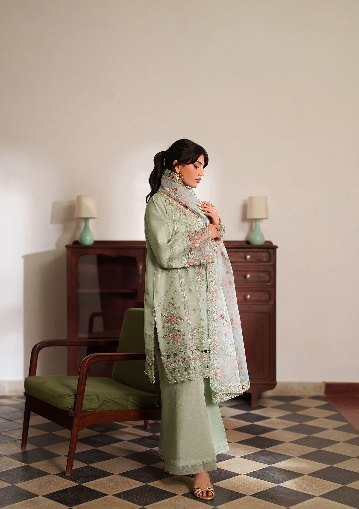 Organza Suit with Net Dupatta Online in Dubai DXB UAE Abudhabi Meena Bazaar