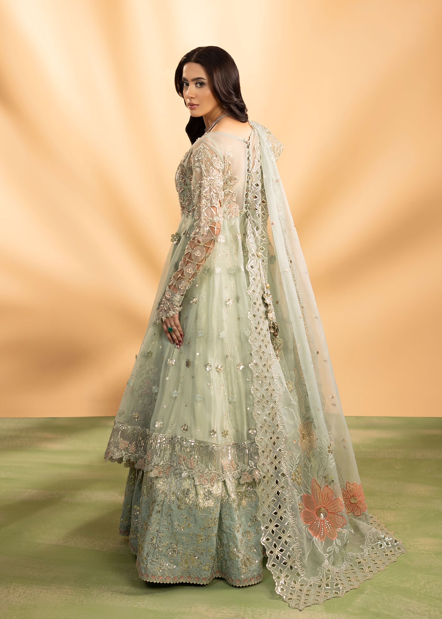 Organza Wedding Guest Maxi with Raw Silk Bottom Online in Dubai UAE Abudhabi Ajman Sharjah