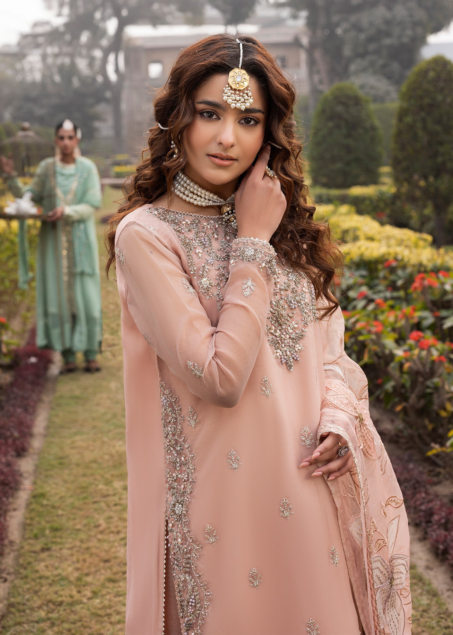 Organza Wedding Guest Wear Suit Online in KSA Riyadh Saudi Arabia Oman Bahrain Qatar