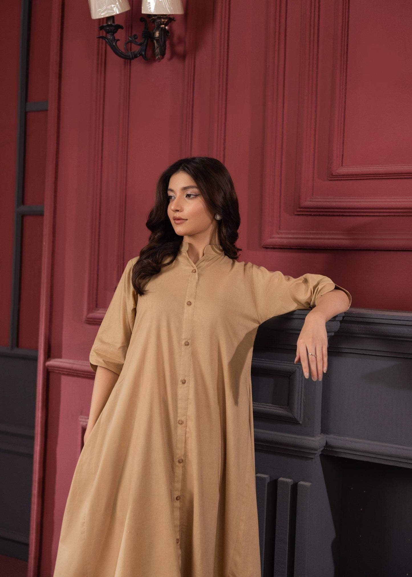 Pakistani Beige Kurta Set for Women Online in KSA Riyadh Saudi Arabia Oman Bahrain Qatar
