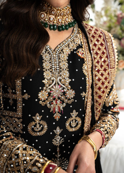 Pakistani Black Chiffon Wedding Wear Online in KSA Riyadh Saudi Arabia Oman Bahrain Qatar