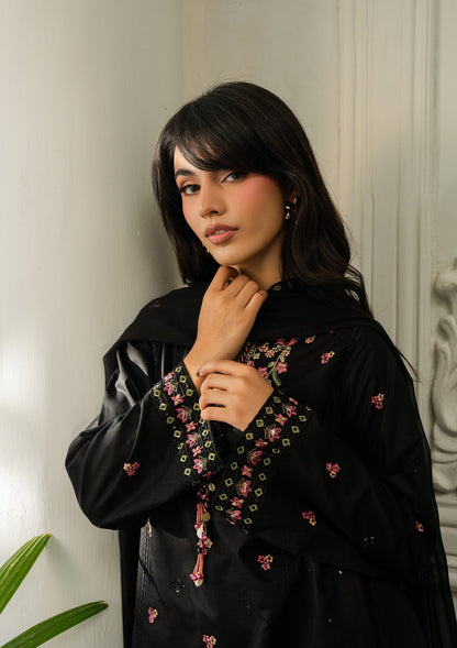 Pakistani Black Embroidered Lawn Salwar Kameez Online in KSA Riyadh Saudi Arabia Oman Bahrain Qatar