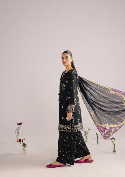 Pakistani Black Lawn Embroidered Suit Online in KSA Riyadh Saudi Arabia Oman Bahrain Qatar