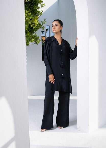 Pakistani Black Raw Silk Tunic Top Online in KSA Riyadh Saudi Arabia Oman Bahrain Qatar