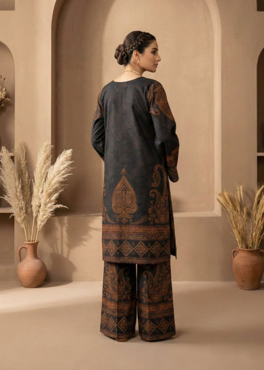 Pakistani Black Silk Churidar Kurta Set Online in UK USA Canada