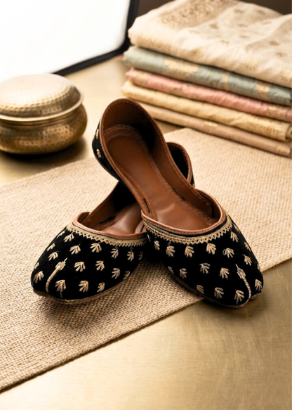 Pakistani Black Velvet Mojari Shoes Online in UK USA Canada