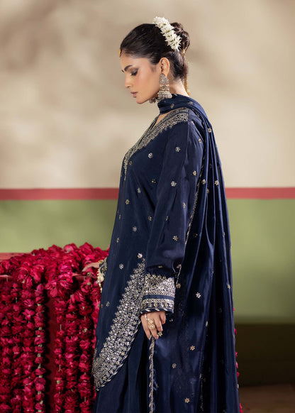 Pakistani Blue Embroidered Farshi Shalwar Online in KSA Riyadh Saudi Arabia Oman Bahrain Qatar