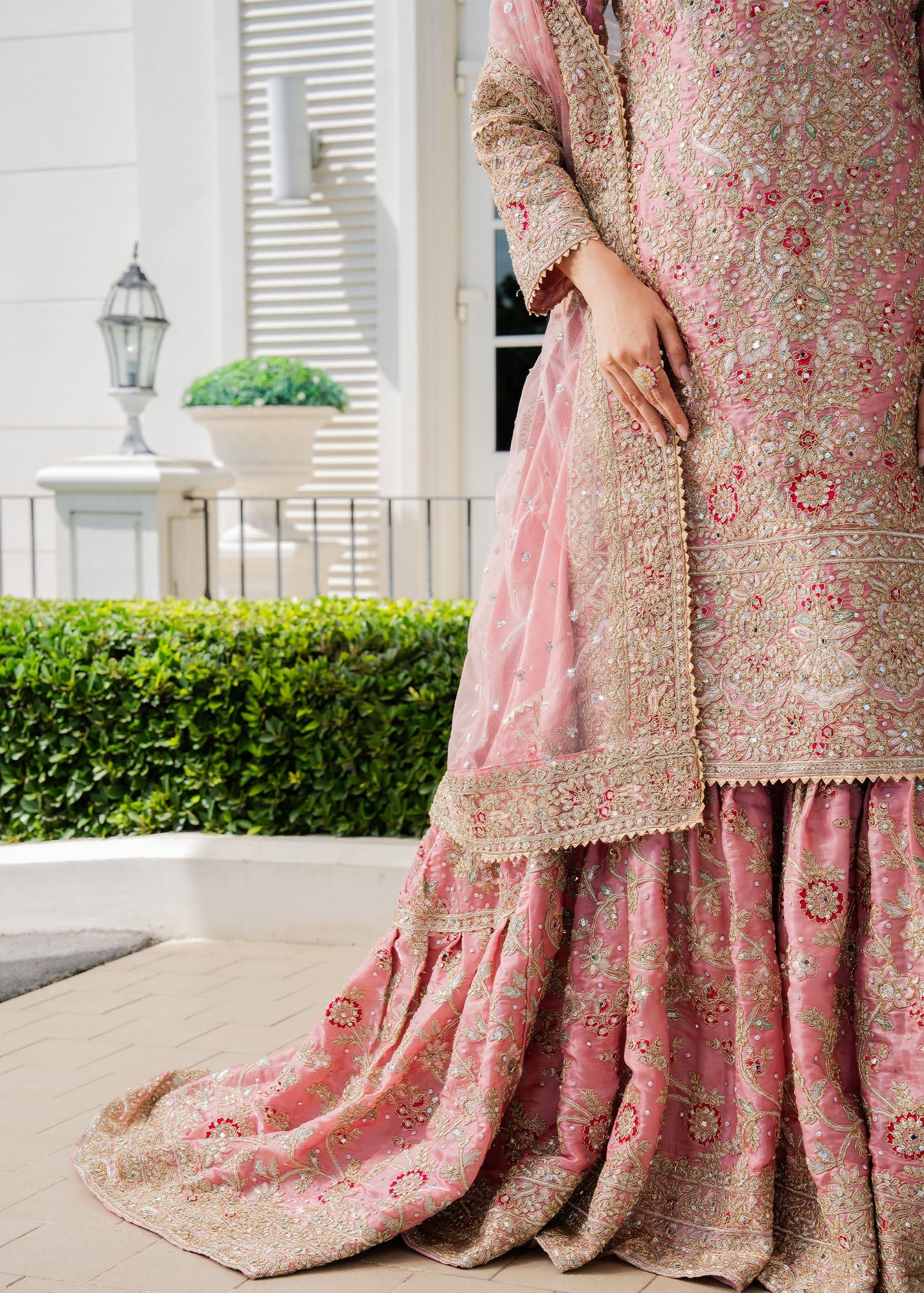 Pakistani Blush Pink Gharara for Festive Elegance Online in KSA Riyadh Saudi Arabia Oman Bahrain Qatar
