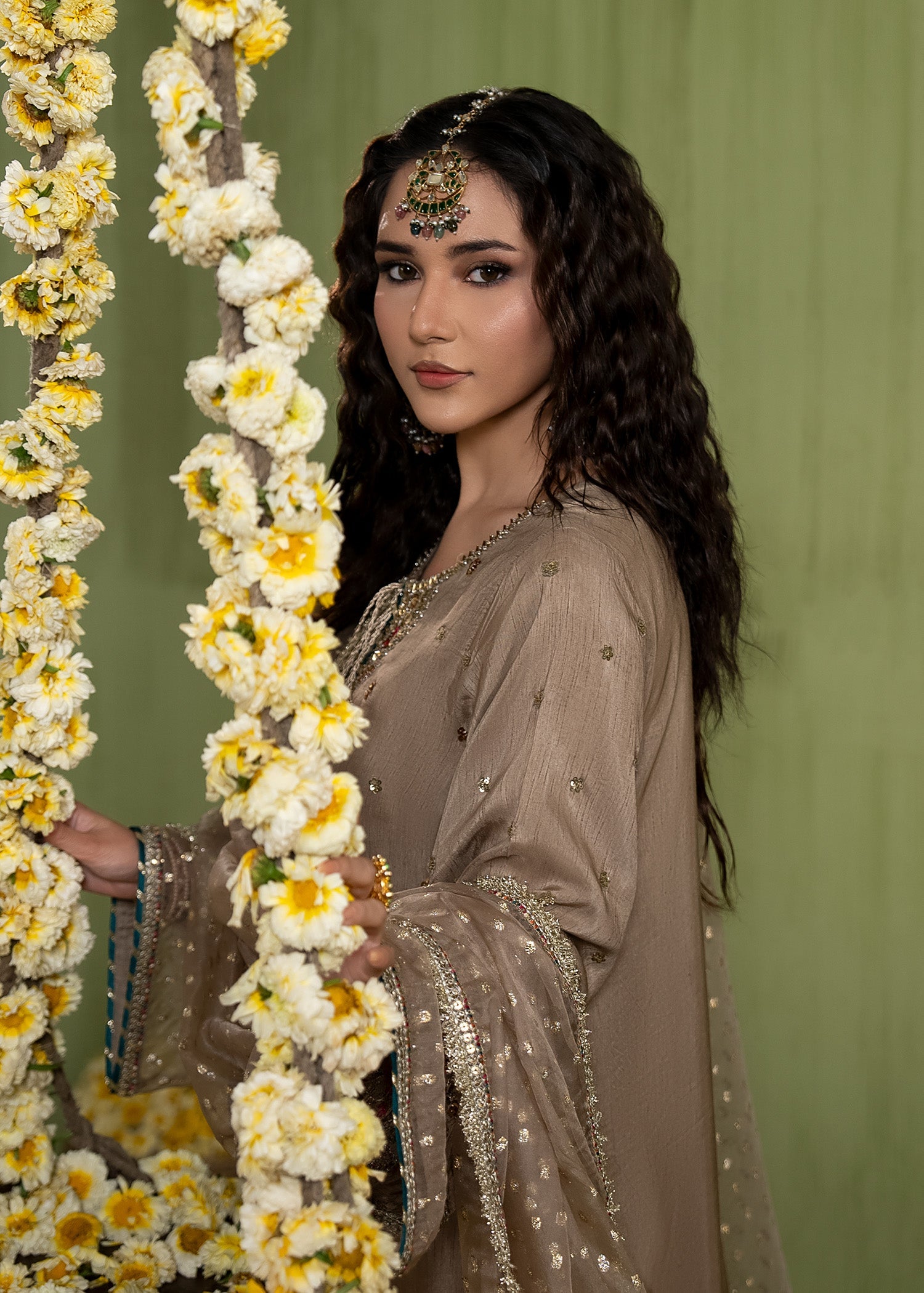 Pakistani Brown Raw Silk Wedding Guest Wear Online in KSA Riyadh Saudi Arabia Oman Bahrain Qatar