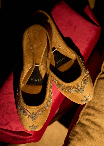 Pakistani Brown Velvet Jutti Online in UK USA Canada