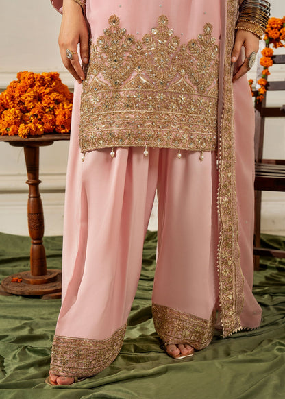 Pakistani Chiffon Blush Pink Festive Outfit Online in Dubai UAE Abudhabi Ajman Sharjah