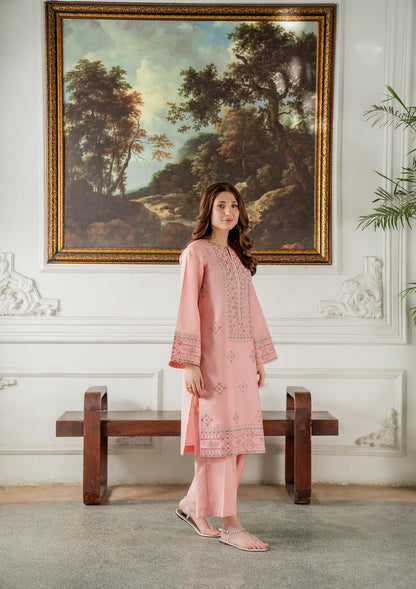 Pakistani Cotton Embroidered Blush Pink Suit Online in KSA Riyadh Saudi Arabia Oman Bahrain Qatar