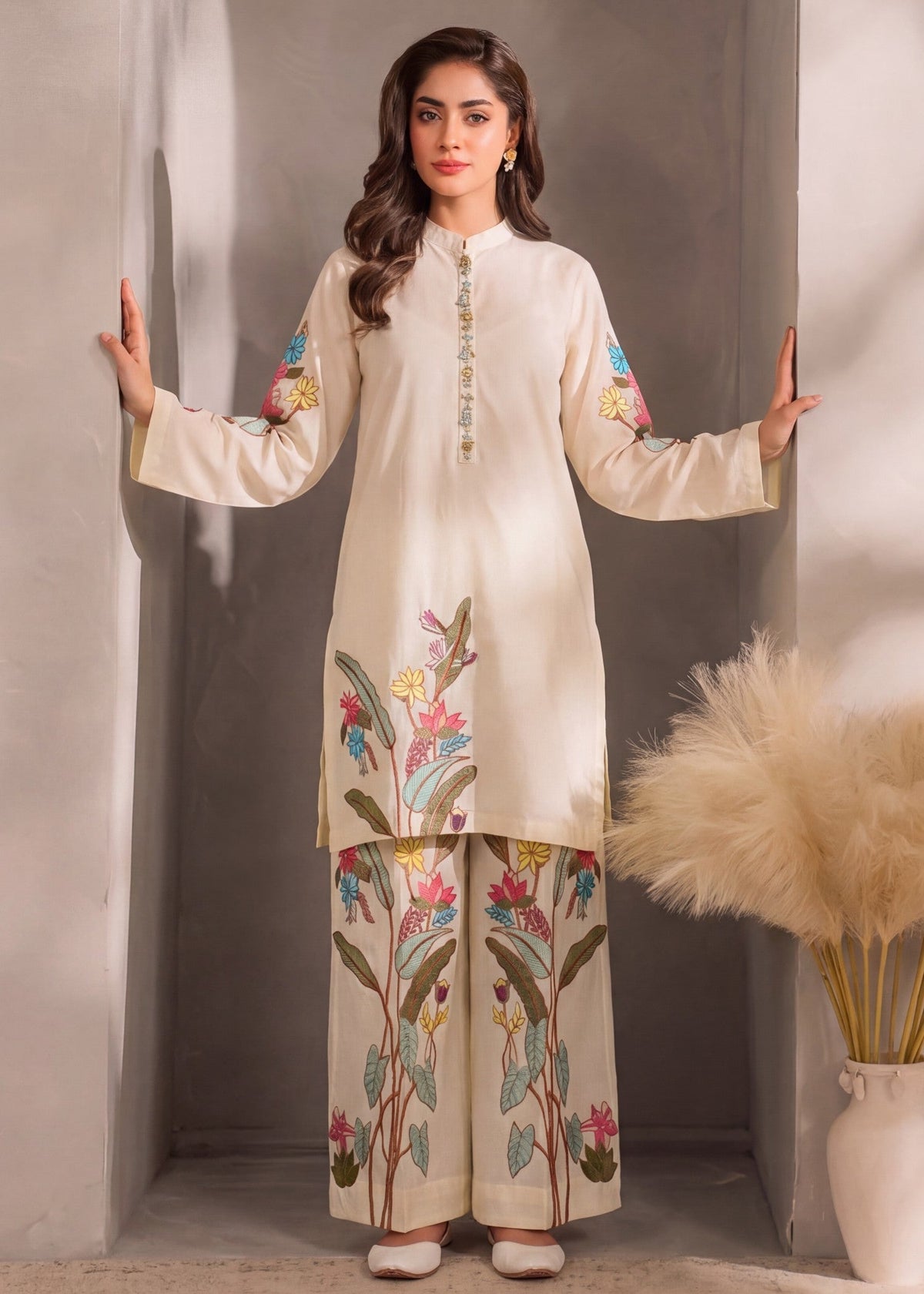 Pakistani Cotton Embroidered Wheat Suit Online in Dubai DXB UAE Abudhabi Meena Bazaar