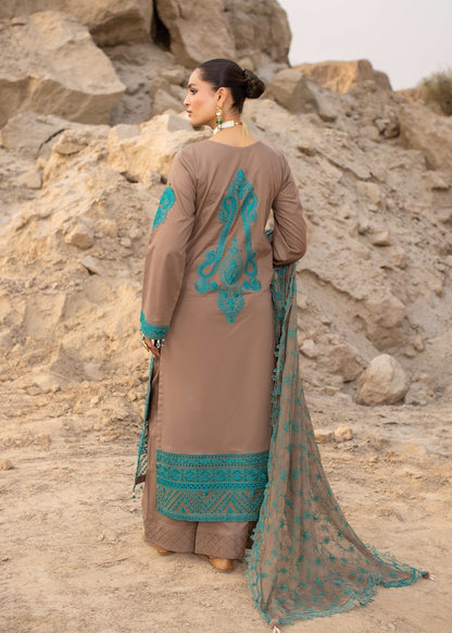 Pakistani Designer Almond Brown Cotton Salwar Kameez Online in KSA Riyadh Saudi Arabia Oman Bahrain Qatar