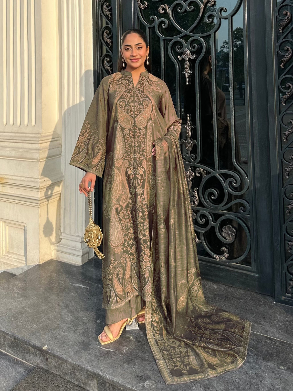 Pakistani Designer Apple Green Raw Silk Shalwar Kameez Online in KSA Riyadh Saudi Arabia Oman Bahrain Qatar