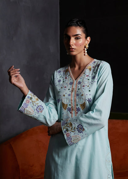 Pakistani Designer Aquamarine Lawn Salwar Kameez Online in KSA Riyadh Saudi Arabia Oman Bahrain Qatar