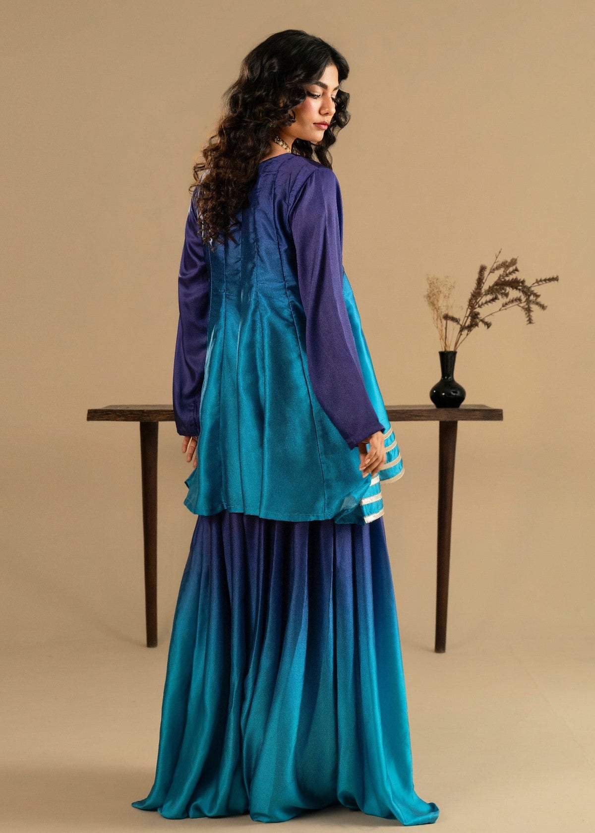 Pakistani Designer Azure Silk Sharara Online in Sri Lanka India Australia