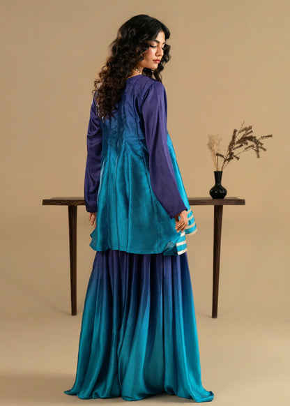 Pakistani Designer Azure Silk Sharara Online in Sri Lanka India Australia