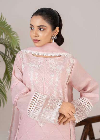 Pakistani Designer Baby Pink Cotton Silk Salwar Kameez Online in KSA Riyadh Saudi Arabia Oman Bahrain Qatar