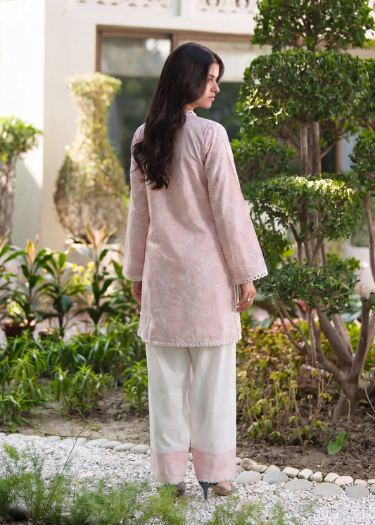Pakistani Designer Baby Pink Lawn Salwar Kameez Online in KSA Riyadh Saudi Arabia Oman Bahrain Qatar