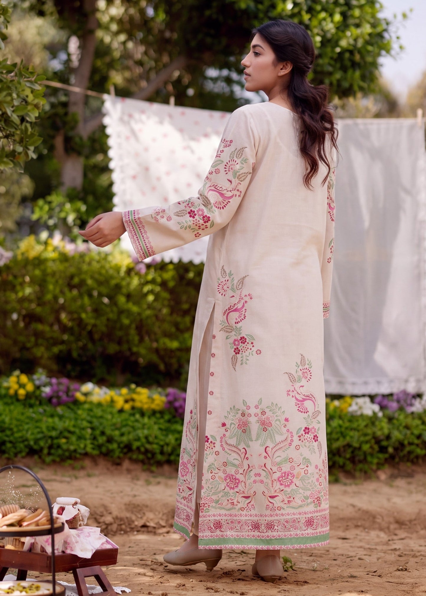 Pakistani Designer Baby Pink Lawn Suit Online in KSA Riyadh Saudi Arabia Oman Bahrain Qatar